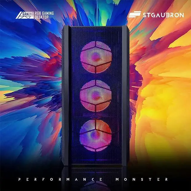 Alt view image 2 of 7 - STGAubron Gaming PC,Intel Core i7 3.4G up to 3.9G,32G,1TB SSD,WiFi,BT 5.0,GeForce RTX 3060 12G GDDR6,RGB Fan x 6,RGB Keybaord&Mouse&Mouse Pad,RGB Bluetooth Sound Bar,RGB Bluetooth Gaming Mic,W10H64