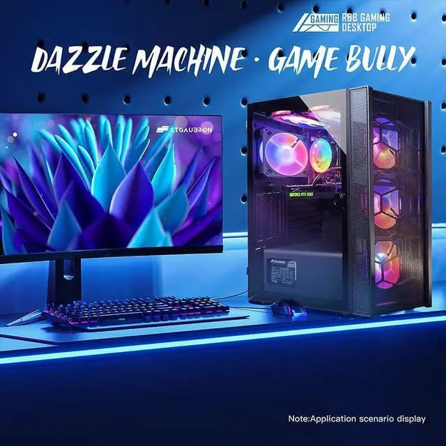 Alt view image 5 of 7 - STGAubron Gaming PC,Intel Core i7 3.4G up to 3.9G,32G,1TB SSD,WiFi,BT 5.0,GeForce RTX 3060 12G GDDR6,RGB Fan x 6,RGB Keybaord&Mouse&Mouse Pad,RGB Bluetooth Sound Bar,RGB Bluetooth Gaming Mic,W10H64