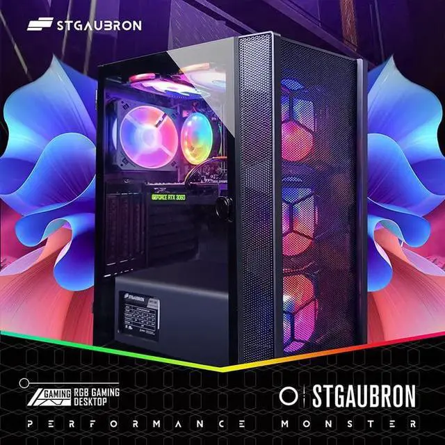 Alt view image 3 of 7 - STGAubron Gaming PC,Intel Core i7 3.4G up to 3.9G,32G,1TB SSD,WiFi,BT 5.0,GeForce RTX 3060 12G GDDR6,RGB Fan x 6,RGB Keybaord&Mouse&Mouse Pad,RGB Bluetooth Sound Bar,RGB Bluetooth Gaming Mic,W10H64