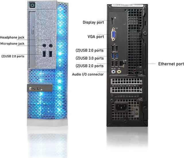 Alt view image 5 of 6 - Dell PC Treasure Box RGB Desktop Computer Intel Quad Core I5 up to 3.6G, 16G, 512G SSD, WiFi & Bluetooth, RGB Gaming PC Keyboard & Mouse, DVD, Windows 10 Pro (Renewed) (Moonlight Silver)