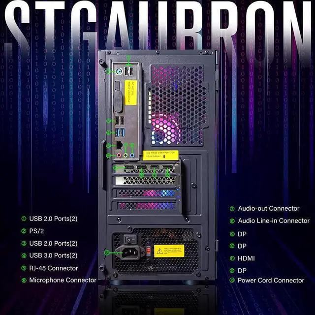 Alt view image 7 of 7 - STGAubron Gaming, Intel Core I5 3.3Ghz up to 3.7Ghz, 16G Ram, 512G SSD, GeForce RTX 2060 6G GDDR6, WiFi, BT 5.0, RGB Fan x 3, RGB Keybaord & Mouse, RGB Mouse Pad, RGB Bluetooth Sound Bar, W10H64
