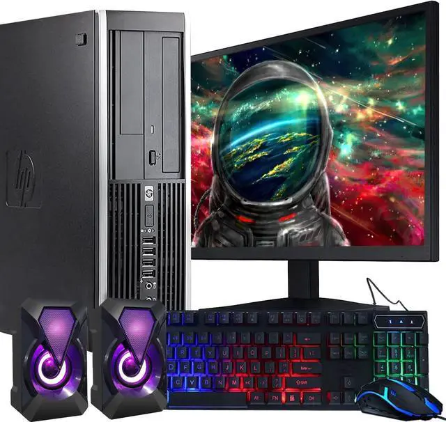 Main image of HP Elite Desktop Computer PC, 3.1 GHz, Intel Core i5, 16GB, RAM, 2TB HDD, 22 inch LED Monitor, RGB Speaker and Keyboard Mouse, WiFi, Windows 10 Pro (Renewed)