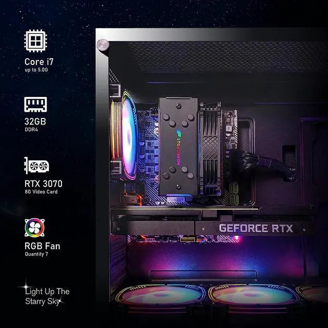 Alt view image 4 of 7 - STGAubron Gaming Desktop PC,Intel Core i7-11700KF up to 5.0G,GeForce RTX 3070 8G GDDR6,32G DDR4,2T SSD,WiFi,BT 5.0,RGB Fan x 7,RGB Keyboard&Mouse&Mouse Pad,RGB BT Sound Bar,RGB BT Gaming Mic,W11H64
