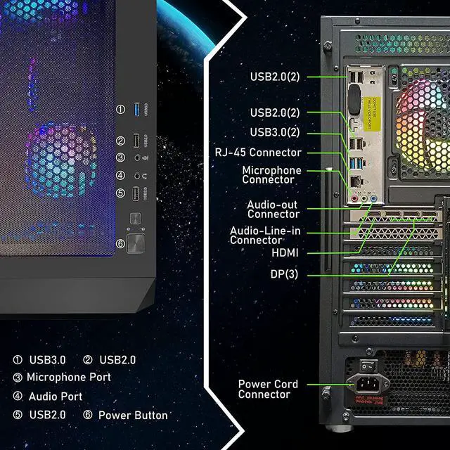 Alt view image 7 of 7 - STGAubron Gaming Desktop PC,Intel Core i7-11700KF up to 5.0G,GeForce RTX 3070 8G GDDR6,32G DDR4,2T SSD,WiFi,BT 5.0,RGB Fan x 7,RGB Keyboard&Mouse&Mouse Pad,RGB BT Sound Bar,RGB BT Gaming Mic,W11H64