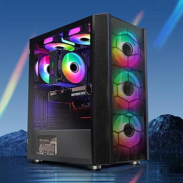 Alt view image 2 of 7 - STGAubron Gaming Desktop PC,Intel Core i7-10700F up to 4.8G,16G DDR4,1T SSD,Radeon RX 6600 8G GDDR6,WiFi,BT 5.0,RGB Fan x 6,RGB Keybaord&Mouse&Mouse Pad,RGB BT Sound Bar,RGB BT Gaming Mic,W11H64