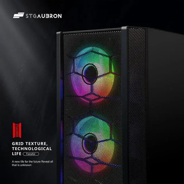 Alt view image 3 of 7 - STGAubron Gaming Desktop PC,Intel Core i7-10700F up to 4.8G,16G DDR4,1T SSD,Radeon RX 6600 8G GDDR6,WiFi,BT 5.0,RGB Fan x 6,RGB Keybaord&Mouse&Mouse Pad,RGB BT Sound Bar,RGB BT Gaming Mic,W11H64