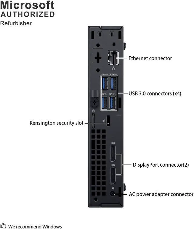 Alt view image 6 of 6 - Dell Optiplex 7060 Micro MFF Desktop PC Intel i7-8700T 6-Cores 2.40GHz 16GB DDR4, 256GB M.2 NVMe SSD WiFi BT HDMI, KB & Mouse Windows 10 Pro (Renewed)