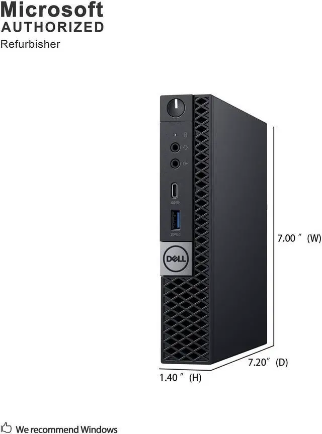 Alt view image 3 of 6 - Dell Optiplex 7060 Micro MFF Desktop PC Intel i7-8700T 6-Cores 2.40GHz 16GB DDR4, 256GB M.2 NVMe SSD WiFi BT HDMI, KB & Mouse Windows 10 Pro (Renewed)