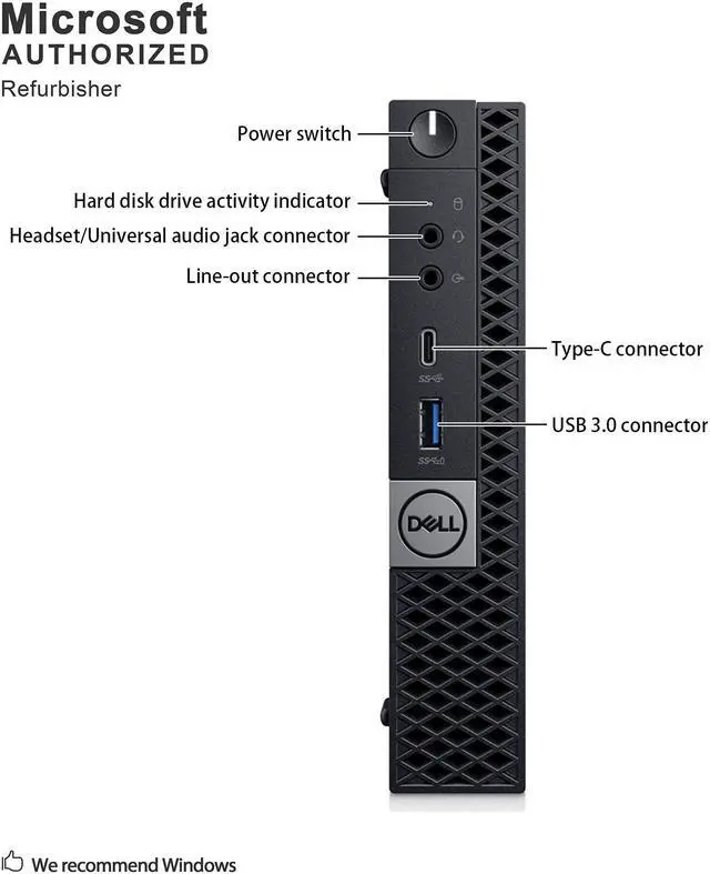 Alt view image 5 of 6 - Dell Optiplex 7060 Micro MFF Desktop PC Intel i7-8700T 6-Cores 2.40GHz 16GB DDR4, 256GB M.2 NVMe SSD WiFi BT HDMI, KB & Mouse Windows 10 Pro (Renewed)