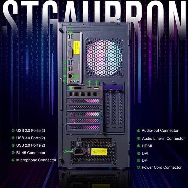 Alt view image 7 of 7 - STGAubron Gaming Desktop PC,Intel Core i7 3.4G up to 3.9G,GeForce RTX 2060 Super 8G GDDR6,32G,1TB SSD,WiFi,BT 5.0,RGB Keybaord,RGB Mouse,RGB Mouse Pad,RGB BT Sound Bar,RGB Bluetooth Headset Mic,W10H64