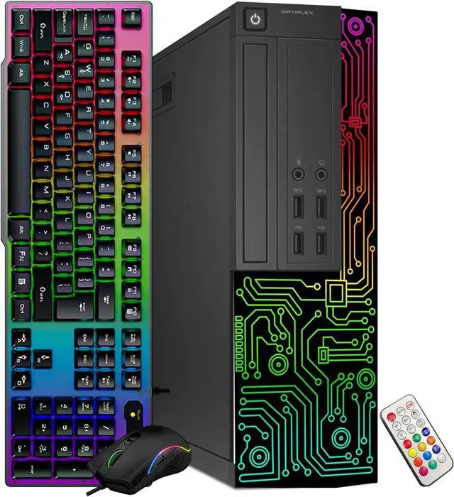 Alt view image 2 of 5 - Dell Gaming OptiPlex Desktop RGB Computer PC, Intel Core i7, AMD RX 550 4GB GDDR5, 16GB RAM, 512GB SSD, 24 Inch HDMI Monitor, RGB Keyboard Mouse and Headset, WiFi, Windows 10 Pro (Renewed)