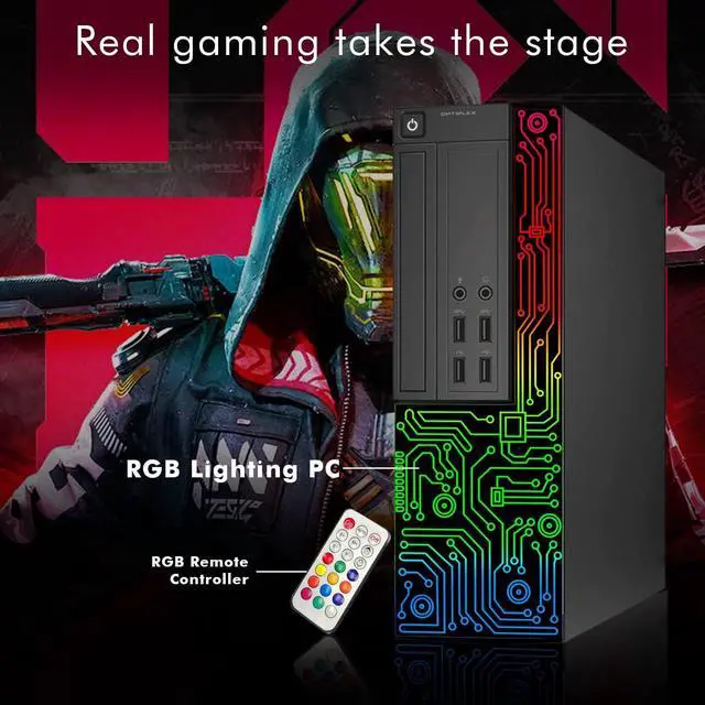 Alt view image 4 of 5 - Dell Gaming OptiPlex Desktop RGB Computer PC, Intel Core i7, AMD RX 550 4GB GDDR5, 16GB RAM, 512GB SSD, 24 Inch HDMI Monitor, RGB Keyboard Mouse and Headset, WiFi, Windows 10 Pro (Renewed)