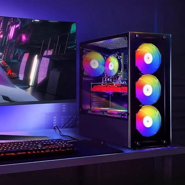 Alt view image 6 of 7 - STGAubron Gaming Desktop PC,Intel Core i7-6700 up to 4.0G,32G DDR4,1T SSD,GeForce RTX 2060 Super 8G GDDR6,600M WiFi,BT 5.0,RGB Fan x 6,RGB Keyboard&Mouse,RGB Mouse Pad,W10H64