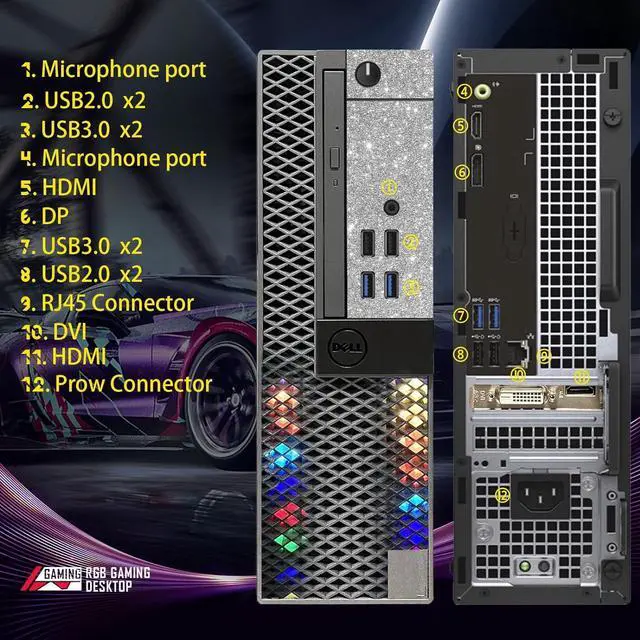 Alt view image 4 of 5 - Dell RGB Gaming Desktop Computer, Intel Quad Core I5-6500 up to 3.6GHz, GeForce GT 1030 2G, 32GB DDR4, 1T SSD, RGB Keyboard & Mouse, 600M WiFi & Bluetooth, Win 10 Pro (Renewed)