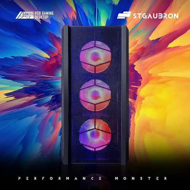 Alt view image 2 of 6 - STGAubron Gaming Desktop PC, Intel Core i7 3.4G up to 3.9G, 16G RAM, 512G SSD, GeForce GTX 1660 Super 6G GDDR6, 600M WiFi, BT 5.0, RGB Fan x 6, RGB Keyboard&Mouse&Mouse Pad, RGB BT Sound Bar, W10H64