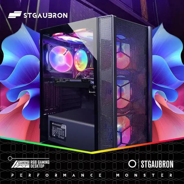 Alt view image 3 of 6 - STGAubron Gaming Desktop PC, Intel Core i7 3.4G up to 3.9G, 16G RAM, 512G SSD, GeForce GTX 1660 Super 6G GDDR6, 600M WiFi, BT 5.0, RGB Fan x 6, RGB Keyboard&Mouse&Mouse Pad, RGB BT Sound Bar, W10H64