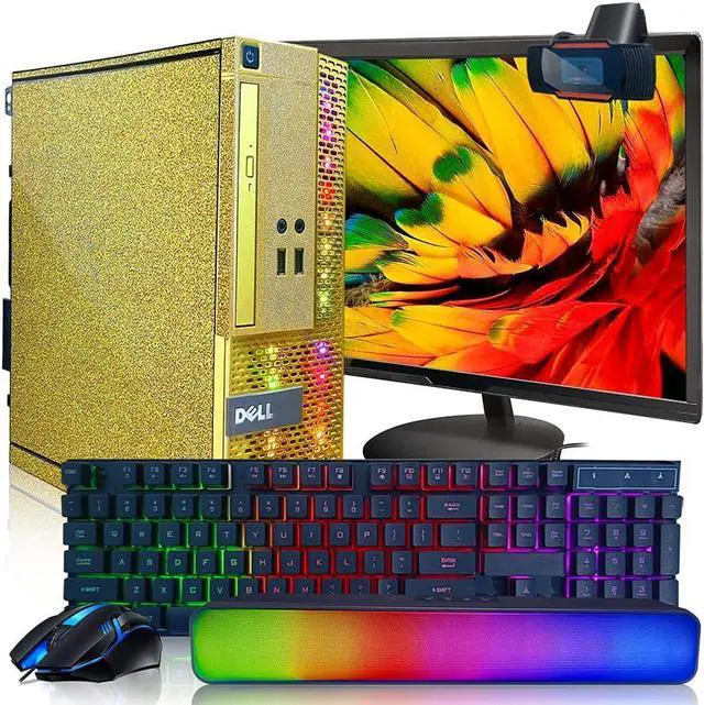 Refurbished: PC Gold Treasure Box RGB Dell Desktop Quad Core I5 up