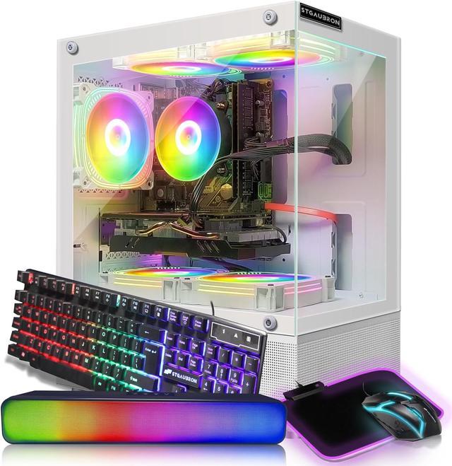 STGAubron Gaming Desktop PC,Intel Core i7-6700 up to 4.0G,32G DDR4,2T  SSD,Radeon RX 580 16G GDDR5,600M WiFi,BT 5.0,RGB Fan x 3,RGB  Keyboard&Mouse,RGB 
