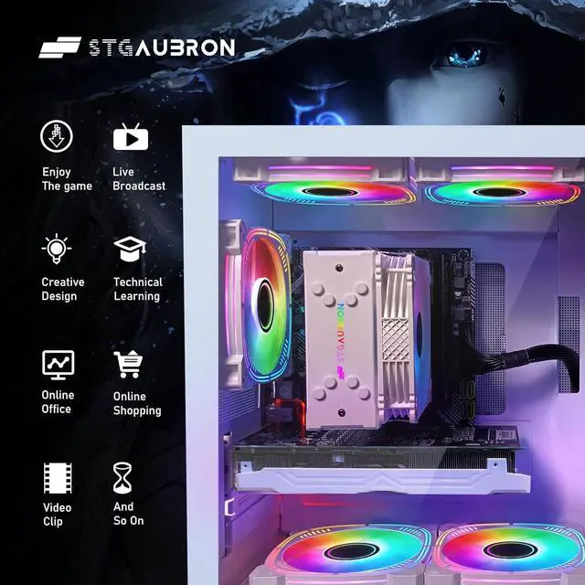Alt view image 6 of 7 - STGAubron Gaming Desktop PC,Intel Core i7-10700KF up to 5.1G,16G DDR4,1T SSD,GeForce RTX 3060 12G GDDR6,600M WiFi,BT 5.0,RGB Fan x 6,RGB Keyboard&Mouse,RGB Mouse Pad,W11H64