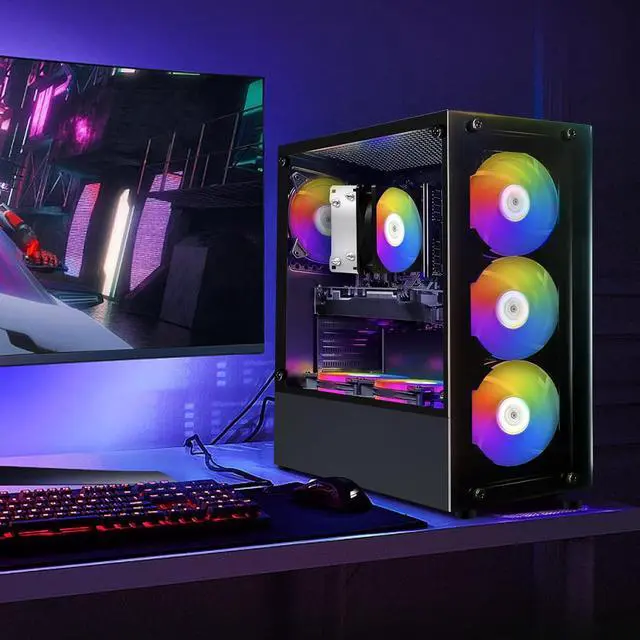 Alt view image 4 of 7 - STGAubron Gaming Desktop PC, AMD Ryzen 5 PRO 2600 up to 3.9G, 16G DDR4, 512G SSD, GeForce RTX 2060 6G GDDR6, 600M WiFi, BT 5.0, RGB Fan x 6, RGB Keyboard & Mouse & Mouse Pad, W11H64
