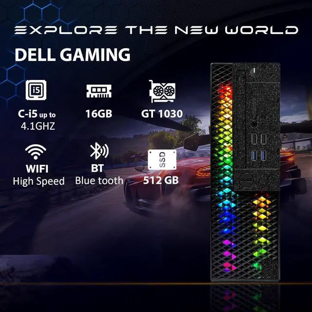 Alt view image 3 of 5 - Dell RGB Gaming Desktop Computer, Intel Core I5-8500 up to 4.1GHz, GeForce GT 1030 2G GDDR5, 16GB DDR4, 512G SSD, RGB Keyboard & Mouse, 600M WiFi & Bluetooth 5.0, Win 11 Pro (Renewed)