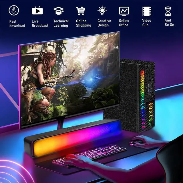 Alt view image 4 of 5 - Dell RGB Gaming Desktop Computer, Intel Core I5-8500 up to 4.1GHz, GeForce GT 1030 2G GDDR5, 16GB DDR4, 512G SSD, RGB Keyboard & Mouse, 600M WiFi & Bluetooth 5.0, Win 11 Pro (Renewed)