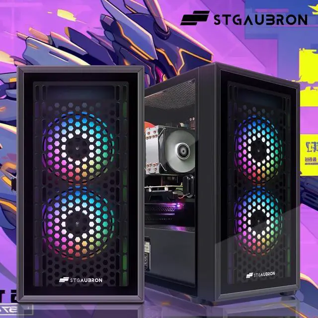 Alt view image 6 of 7 - STGAubron Gaming Desktop PC, Intel Xeon E5 3.0G, 16G DDR3, 512G SSD, Radeon RX 550 4G GDDR5, 600M WiFi, BT 5.0, RGB Fan x 3, RGB Keyboard & Mouse & Mouse Pad, W10H64