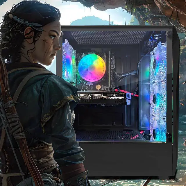 Alt view image 3 of 7 - STGAubron Gaming Desktop PC, Radeon RX 580 16G GDDR5, Intel Core i5-9400F up to 4.1GHz, 16G DDR4 Memory, 512G SSD, 600M WiFi, BT 5.0, RGB Fan x 4, RGB Keyboard & Mouse & Mouse Pad, W11H64