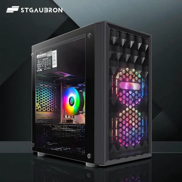 Alt view image 6 of 7 - STGAubron Gaming Desktop PC, Radeon RX 580 8G GDDR5, Intel Core i5-9400F up to 4.1GHz, 16G DDR4 Memory, 512G SSD, 600M WiFi, BT 5.0, RGB Fan x 2, RGB Keyboard & Mouse & Mouse Pad, W11H64