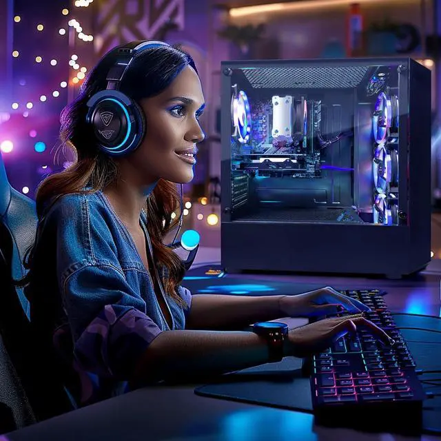 Alt view image 6 of 7 - STGAubron Gaming Desktop PC, Radeon RX 590 8G GDDR5, AMD Athlon 3000G 3.5G, 16G DDR4 Memory, 512G SSD, 600M WiFi, BT 5.0, RGB Fan x 4, RGB Keyboard & Mouse & Mouse Pad, W11H64