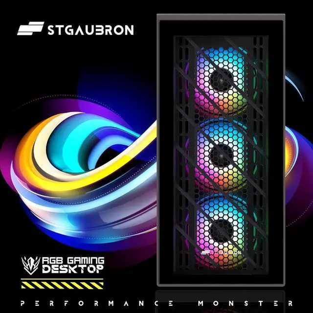 Alt view image 2 of 6 - STGAubron Gaming Desktp PC, Radeon RX 560, Intel Core I3-10105F 3.7 up to 4.4G, 16G DDR4, 512G SSD, 600M WiFi, BT 5.0, RGB Fan x 4, RGB Keyboard & Mouse & Mouse Pad, W11H64