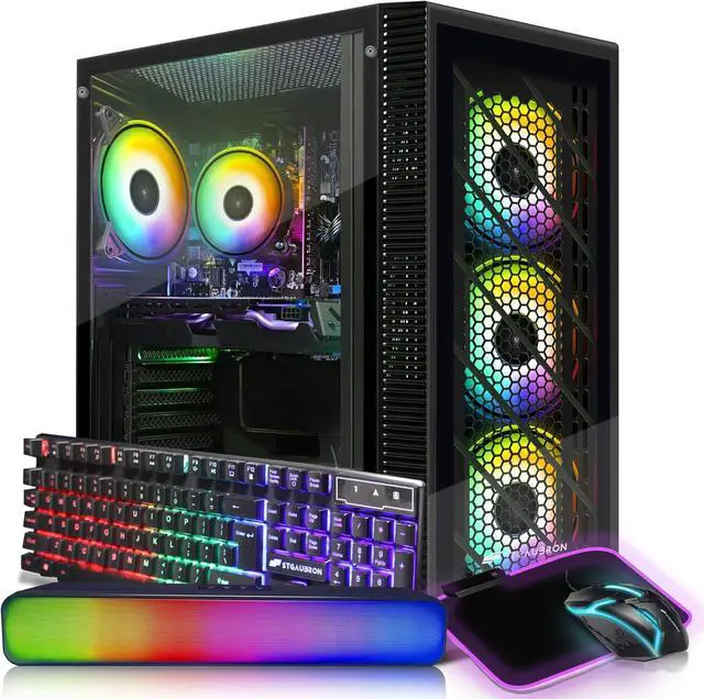 Main image of STGAubron Gaming Desktp PC, Radeon RX 560, Intel Core I3-10105F 3.7 up to 4.4G, 16G DDR4, 512G SSD, 600M WiFi, BT 5.0, RGB Fan x 4, RGB Keyboard & Mouse & Mouse Pad, W11H64