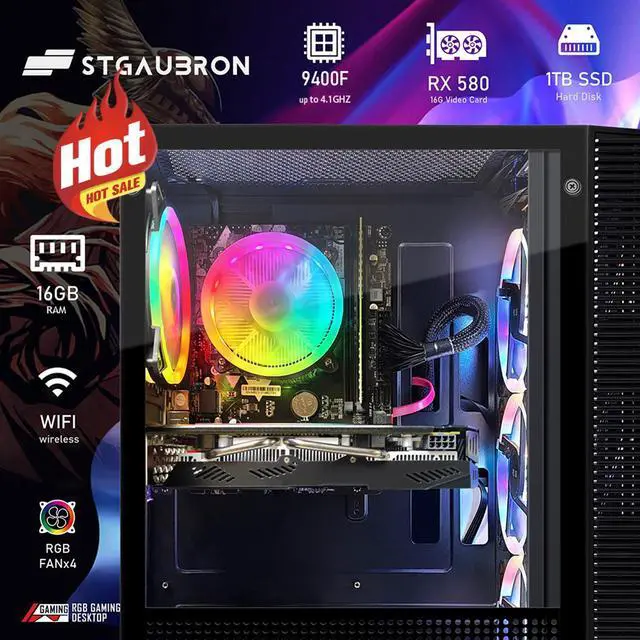 STGAubron Gaming Desktop PC, Intel Core i5-9400F up to 4.1GHz 