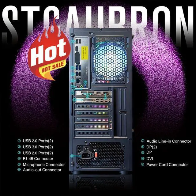 Alt view image 5 of 5 - STGAubron Gaming Desktop PC, Intel Core i7 3.4G up to 3.9G, 16G DDR3, 1T SSD, Radeon RX 580 8G GDDR5,600M WiFi,BT 5.0,RGB Fan x 6,RGB Keyboard&Mouse&Mouse Pad,RGB BT Sound Bar,RGB BT Gaming Mic,W10H64