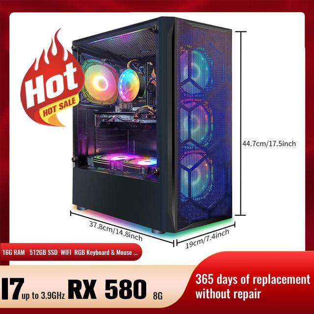 Amazon.com: AQVIN AQB30 Gaming Tower Desktop PC - Intel i7 Core Processor  Upto 4.00GHz, 32GB RAM 1TB SSD, Radeon RX 580 8GB GPU, RGB Fans, WiFi,  Windows 10 Pro - Black : Electronics