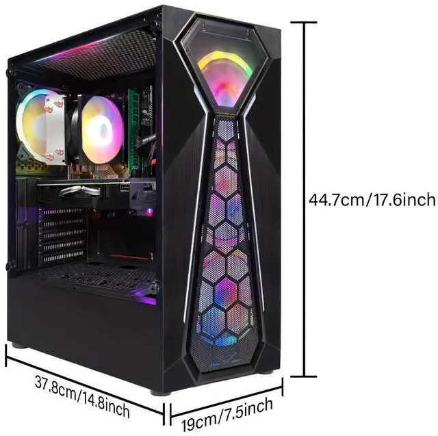 Alt view image 2 of 4 - STGAubron Gaming Desktop PC, Radeon RX 580 8G GDDR5, AMD Athlon 3000G 3.5G,16G RAM, 512G SSD, 600M WiFi, BT 5.0, RGB Fan x 4, RGB Keyboard & Mouse & Mouse Pad, W11H64