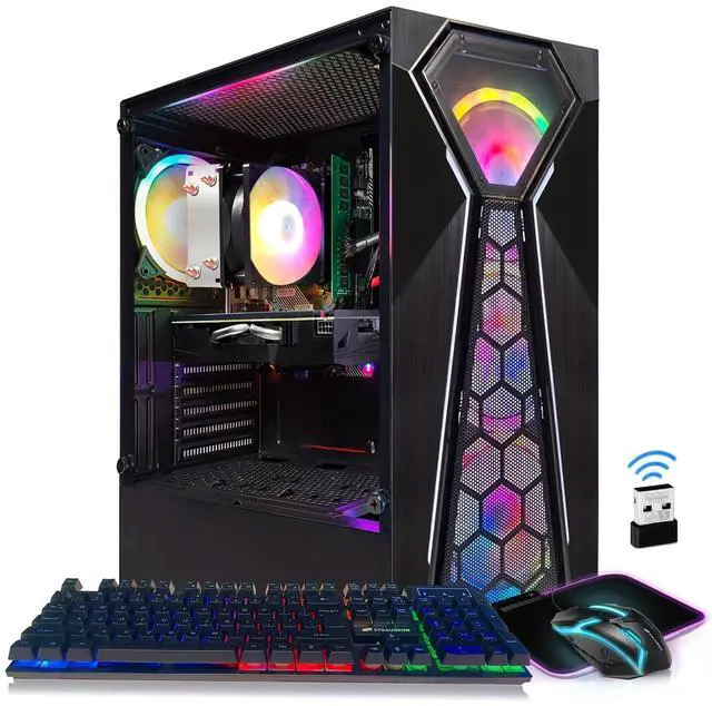 Alt view image 3 of 4 - STGAubron Gaming Desktop PC, Radeon RX 580 8G GDDR5, AMD Athlon 3000G 3.5G,16G RAM, 512G SSD, 600M WiFi, BT 5.0, RGB Fan x 4, RGB Keyboard & Mouse & Mouse Pad, W11H64