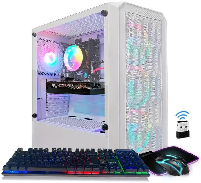 Alt view image 3 of 4 - STGAubron Gaming Desktop PC, Radeon RX 580 8G GDDR5, Intel Core i5-9400F up to 4.1GHz, 16G DDR4 Memory, 1T SSD, 600M WiFi, BT 5.0, RGB Fan x 4, RGB Keyboard & Mouse & Mouse Pad, W11H64