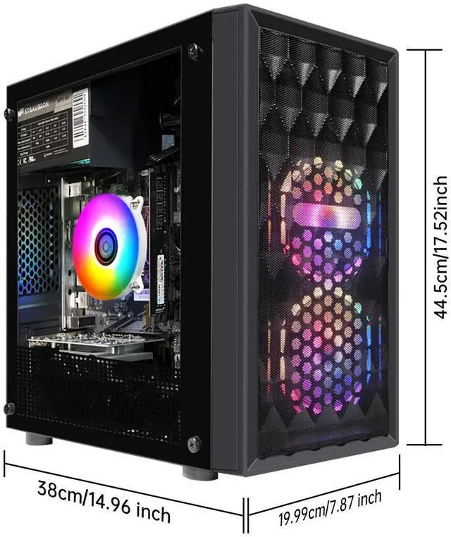 Alt view image 2 of 6 - STGAubron Gaming PC Computer Desktop, Radeon RX 560 4G, Intel Core I7 8th up to 4.1GHz, 16G DDR4, 512G SSD, 600M WiFi, BT 5.0, RGB Fan x2, Windows 11 Home