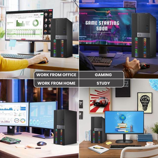 Alt view image 2 of 7 - Dell RGB Gaming Tower Computer - Intel Core i7 6th Gen, NVIDIA GTX 1050 Ti 4GB GDDR5, 16GB Ram, 512GB SSD, Prebuilt Gaming Desktop PC with Built-in WiFi & RGB Set, Windows 10 Pro (Renewed)