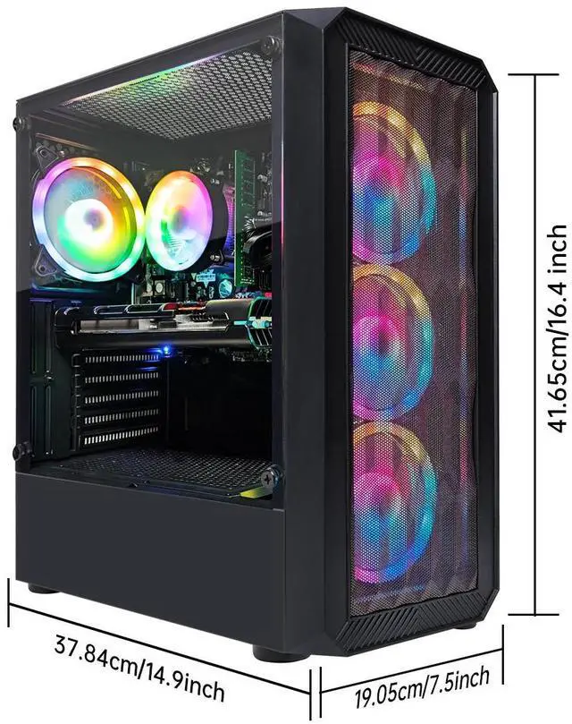 Alt view image 3 of 6 - STGAubron Gaming PC Computer Desktop, GeForce RTX 2060 M 6G, Intel Core i7 up to 3.9GHz, 16G DDR4, 512G SSD, 600M WiFi 6, BT 5.2, RGB Fan x4, RGB Mouse Pad, Windows 10 Home
