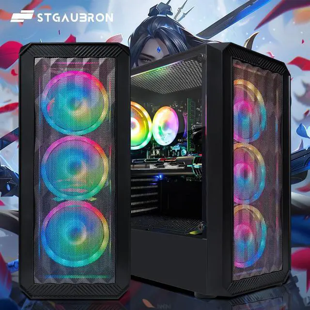 Alt view image 5 of 6 - STGAubron Gaming PC Computer Desktop, GeForce RTX 2060 M 6G, Intel Core i7 up to 3.9GHz, 16G DDR4, 512G SSD, 600M WiFi 6, BT 5.2, RGB Fan x4, RGB Mouse Pad, Windows 10 Home
