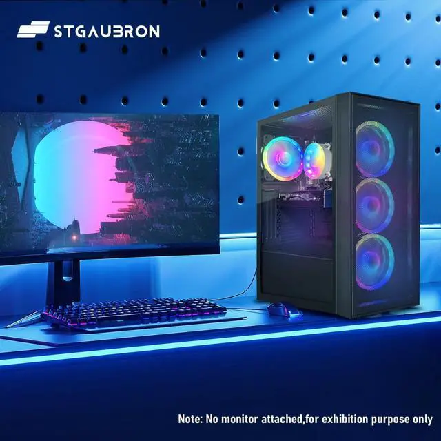 Alt view image 5 of 5 - STGAubron Gaming PC Computer Desktop, Radeon RX 580 8G, Intel Core I7 8th up to 4.1GHz, 16G DDR4, 1T SSD,  WiFi6, BT 5.2, RGB Fan x4, Windows 11 Home