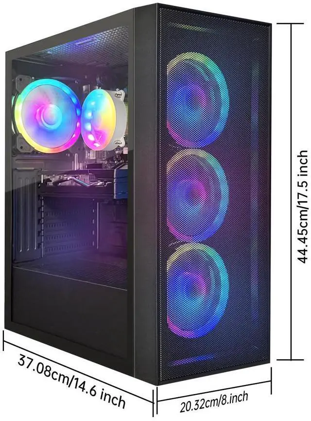 Alt view image 2 of 5 - STGAubron Gaming PC Computer Desktop, Radeon RX 580 8G, Intel Core I7 8th up to 4.1GHz, 16G DDR4, 1T SSD,  WiFi6, BT 5.2, RGB Fan x4, Windows 11 Home