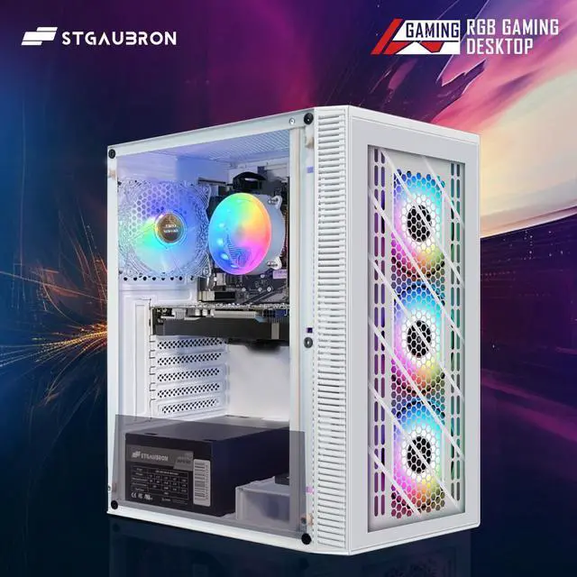 Alt view image 4 of 6 - STGAubron Gaming PC Computer Desktop, GeForce GTX 1660 Super 6G, Intel Core I7 8th up to 4.1GHz, 16G DDR4, 1T SSD, 600M WiFi, BT 5.0, RGB Fan x4, Windows 11 Home