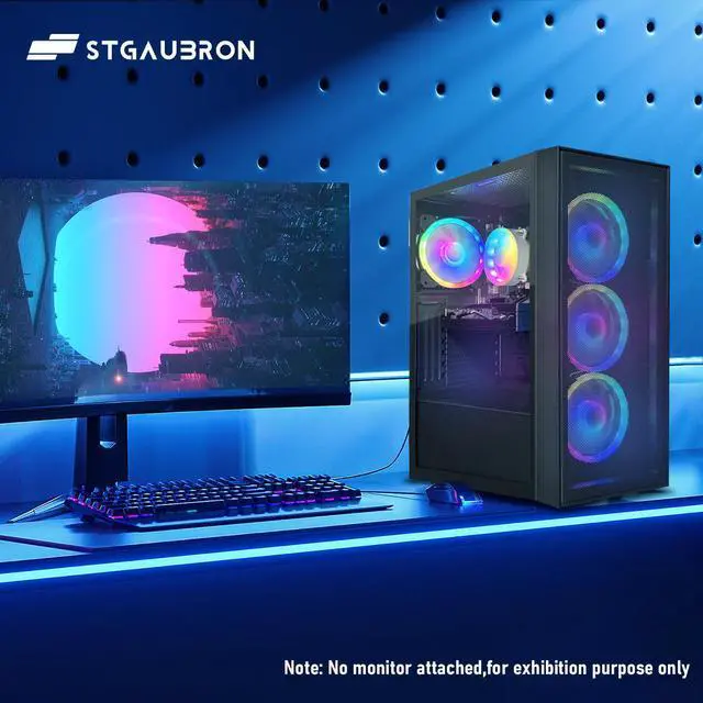 Alt view image 3 of 5 - STGAubron Gaming PC Computer Desktop, Radeon RX 580 8G, Intel Core I7 8th up to 4.1GHz, 16G DDR4, 512G SSD, 600M WiFi, BT 5.0, RGB Fan x4, Windows 11 Home