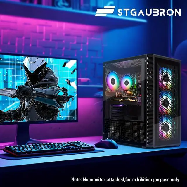 Alt view image 3 of 6 - STGAubron Gaming Desktop PC, Intel Core i7 3.4G up to 3.9G, 32G RAM, 1T SSD, Radeon RX 590 8G GDDR5, 600M WiFi, BT 5.0, RGB Fan x 6, RGB Keyboard & Mouse & Mouse Pad, W10H64