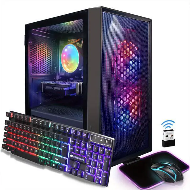 Alt view image 2 of 6 - STGAubron Prebuilt Gaming PC Desktop, AMD Radeon RX 550 4G GDDR5, Intel Core I5 3.3Ghz up to 3.7Ghz, 16G Ram, 512G SSD, WiFi, BT 5.0, RGB Fan x 3, RGB Mouse Pad, Windows 10 Home