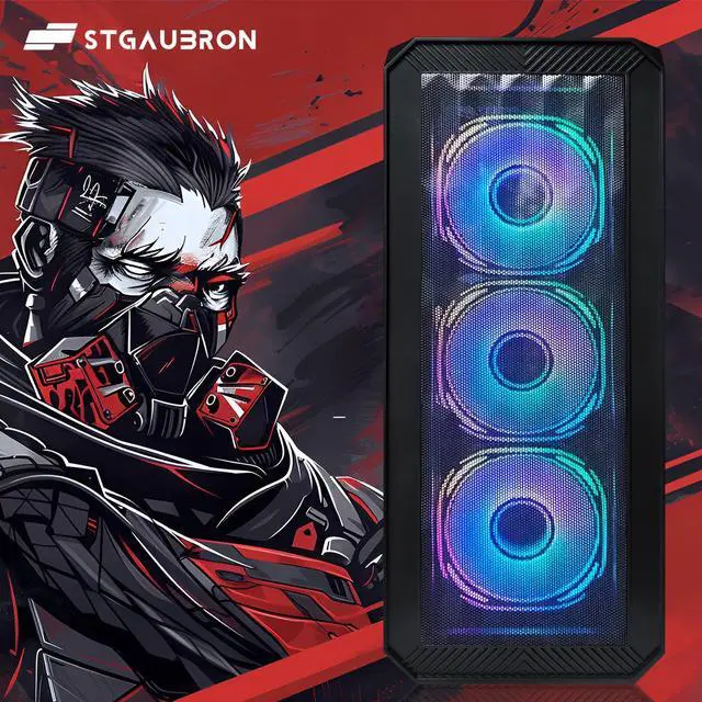 Alt view image 2 of 5 - STGAubron Gaming PC Computer Desktop, 13th Gen Intel Core i5-13400F up to 4.6G, GeForce RTX 3050 6G, 16G DDR4, 512G SSD, RGB Fan x4, WiFi 6 & BT 5.2, Windows 11 Home