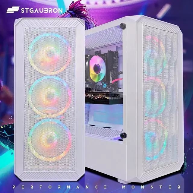 Alt view image 4 of 6 - STGAubron Gaming PC Desktop Computer, AMD Ryzen 3 3200G 3.6 GHz, AMD Radeon RX 580 8G GDDR5, 16GB DDR4 RAM, 1TB SSD, 600M WiFi, BT 5.0, RGB Fan x 4, Windows 11 Home